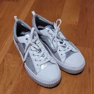 Michael Kors White And Silver Sneakers